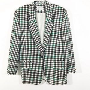 Pendleton Black and Green Checkered Blazer